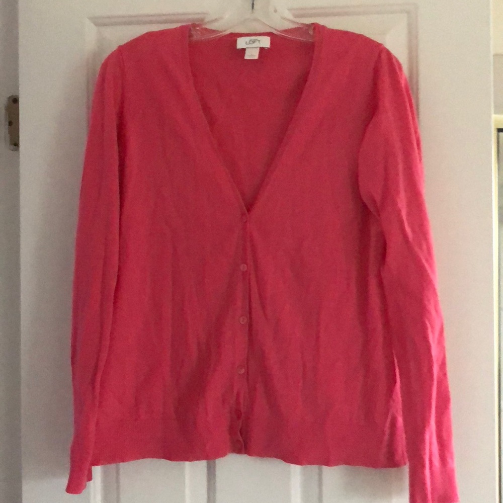 Loft Pink Deep-V Cardigan